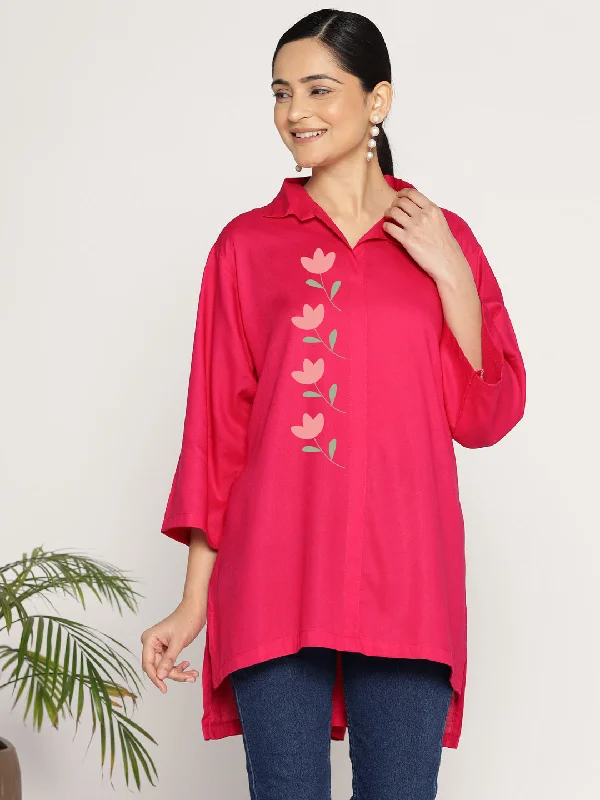 Magenta Rayon ShirtTop - Bonheur Confident Women's High - fashion