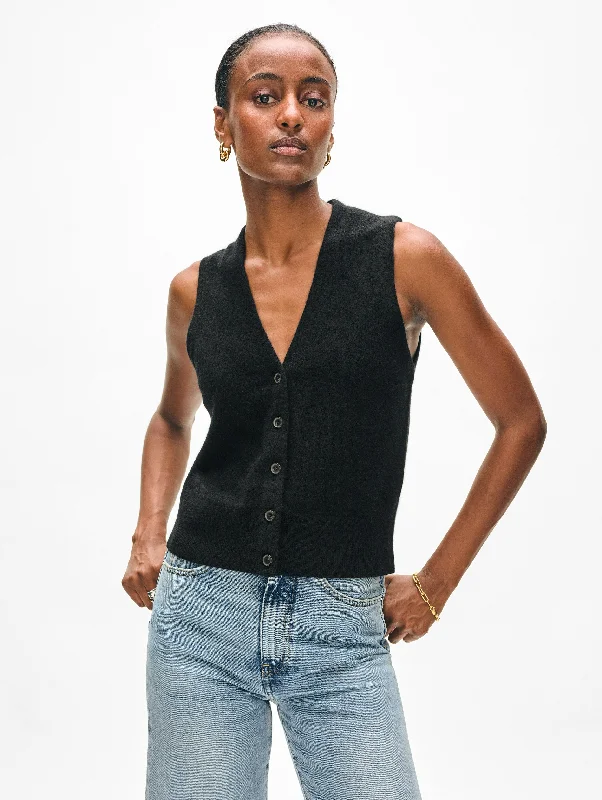 Cashmere Button Vest Relaxed Women's 
