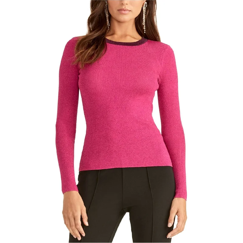 Rachel Roy Womens Shimmer Pullover Sweater, Pink, Large Relaxed Women's Beachy