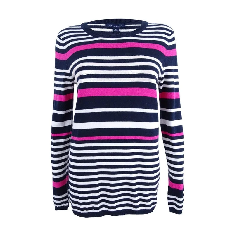 Tommy Hilfiger Women's Cotton Sequined-Stripe Sweater Dapper Women's 1920S