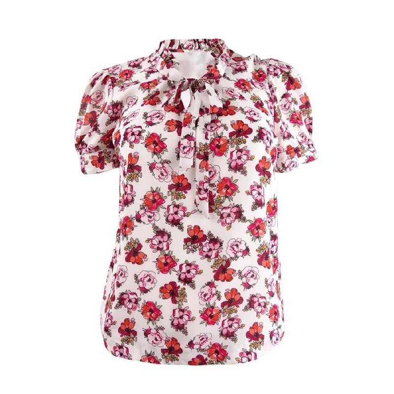 Maison Jules Women's Ruffled Floral-Print Top Cashmere