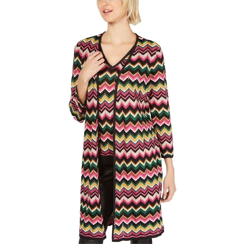 I-N-C Womens Zig Zag Cardigan Sweater, Multicoloured, Small Vacation