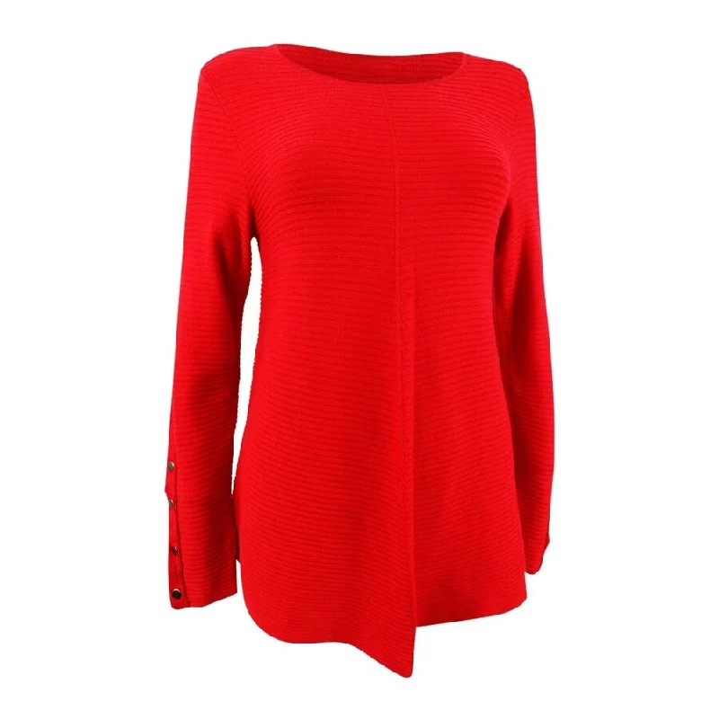 Alfani Women's Ribbed Snap-Detail Sweater Modern Women's Tech
