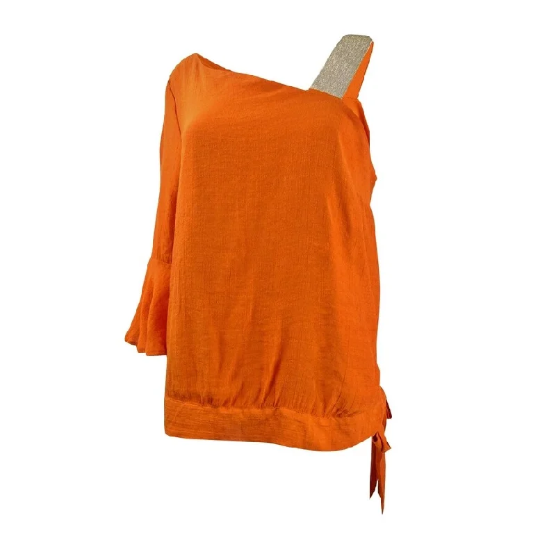 Thalia Sodi Women's Gauze One-Shoulder Tie-Hem Top Casual Women's Japanese 