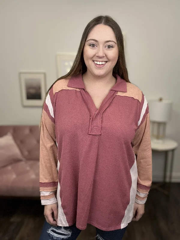 Need To Be With You Women's Varsity Stripe Long Sleeve Top French