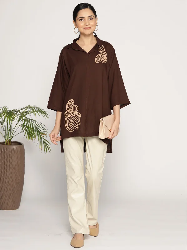 Coffee Rayon ShirtTop - Bienveillance Monochromatic Office Style