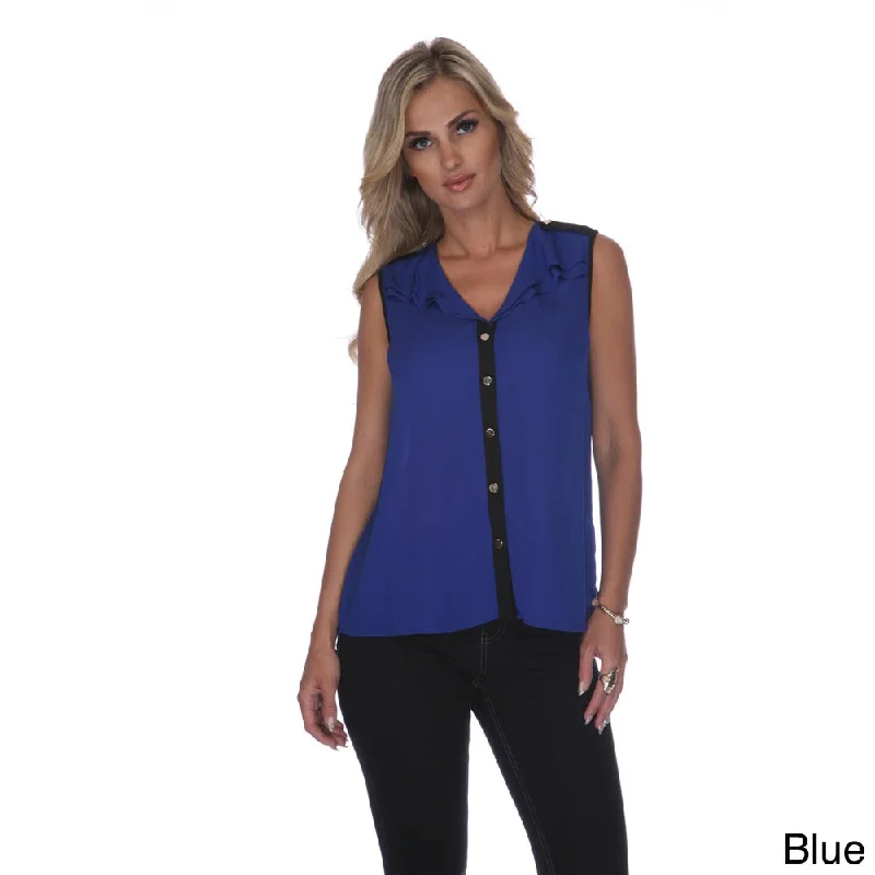 White Mark Sleeveless Chiffon Button-down Blouse Practical Women's Multi - 
