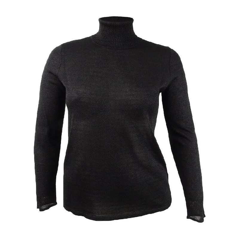 Anne Klein Women's Metallic-Flecked Turtleneck Sweater Earthy Women's Hemp - based