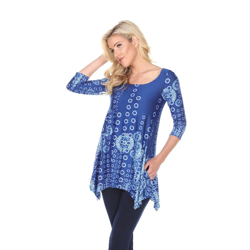 White Mark Womens Rella Tunic Top 2 Side Pockets Flirty Print Plus Sizes purpose