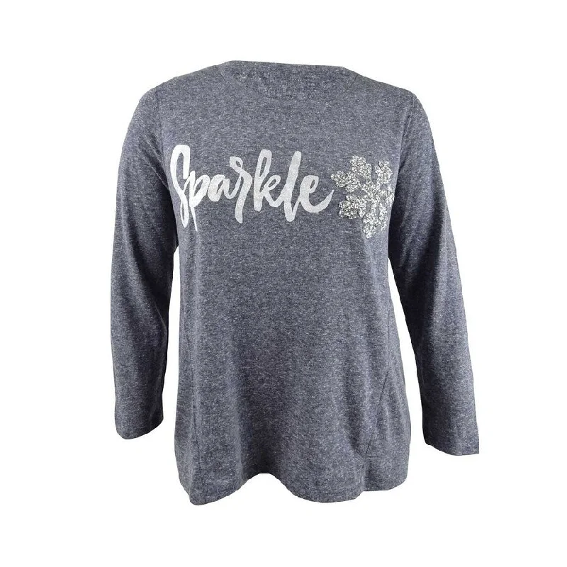 Style & Co. Women's Sparkle Graphic Sweatshirt Feminine Women's Soft 