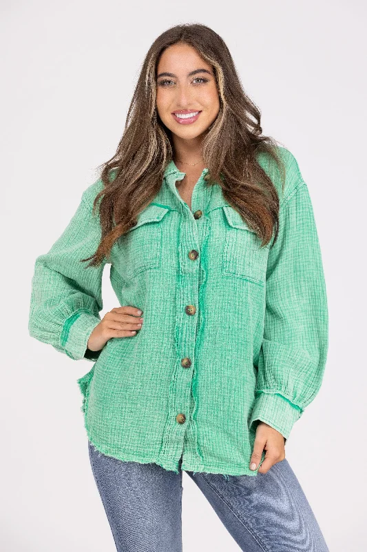My Kind Of Women's Textured Lightweight Shacket Laid - back Women's Style