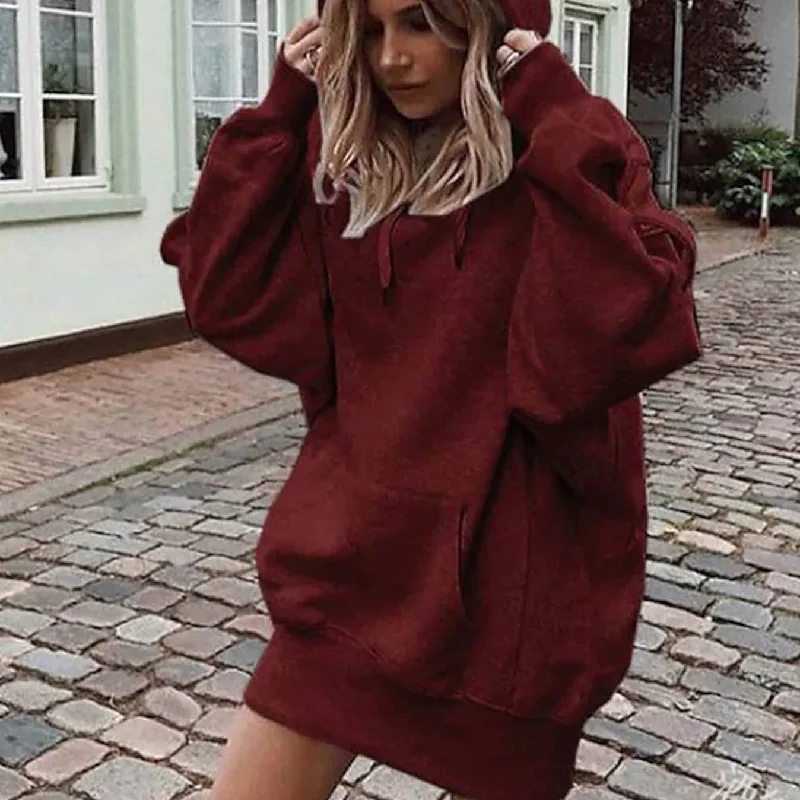 Women's Hoodie Pullover Plain Front Pocket Oversized Hoodies Sweatshirts Geometric