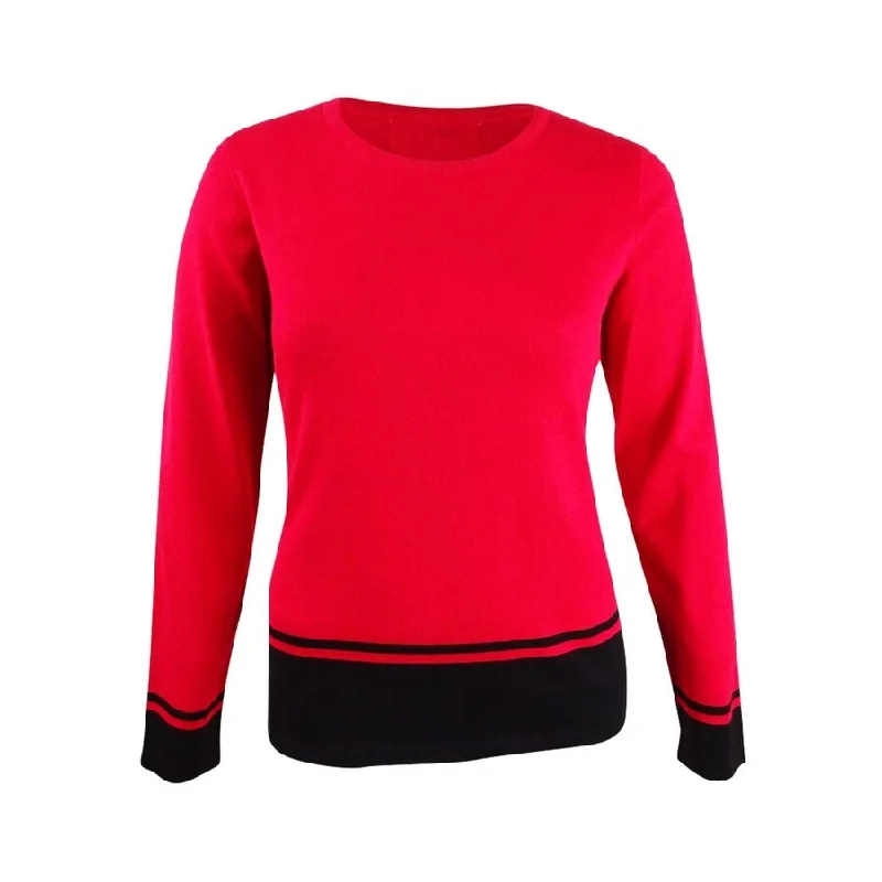 Karen Scott Women's Colorblocked-Hem Sweater Stylish Women's Neon