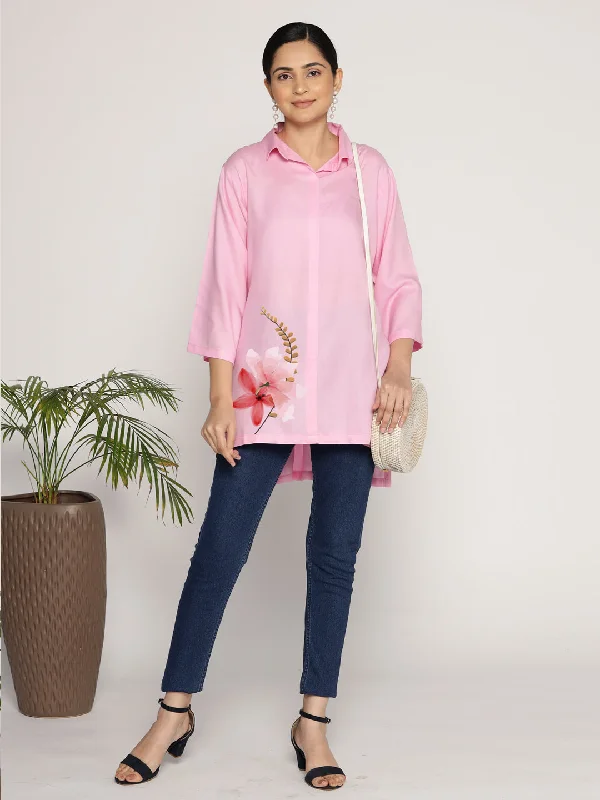 BabyPink Rayon ShirtTop - Rosalily Gym