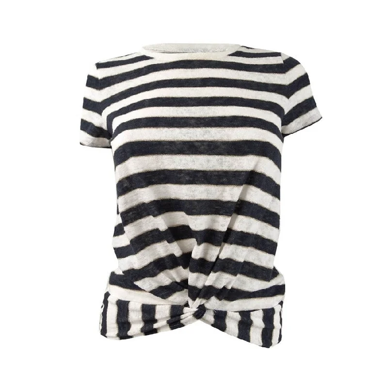 Bar III Women's Striped Twist-Hem Top Athletic Women's 