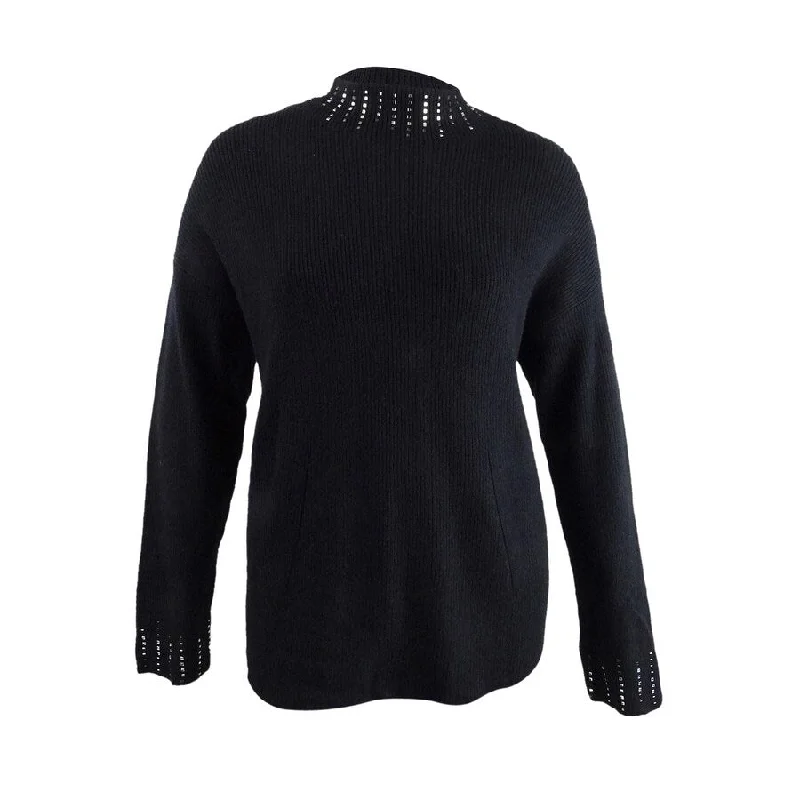 Alfani Women's Embellished High-Neck Sweater Bohemian Women's Free