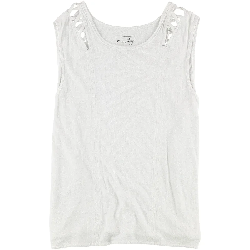 Free People Womens Criss Cross Tank Top, White, Medium Modern Women's 