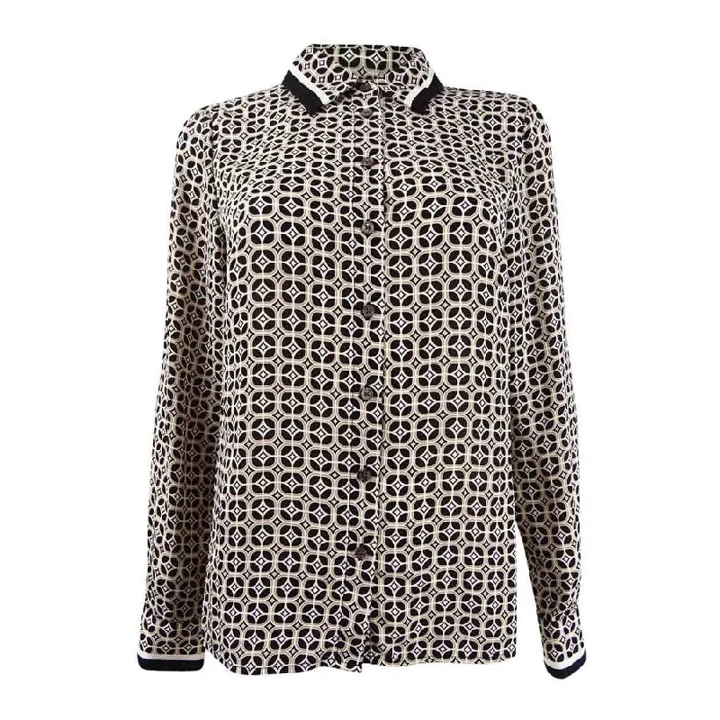 Vince Camuto Women's Long Sleeve Button Down Blouse Dynamic Women's Moto