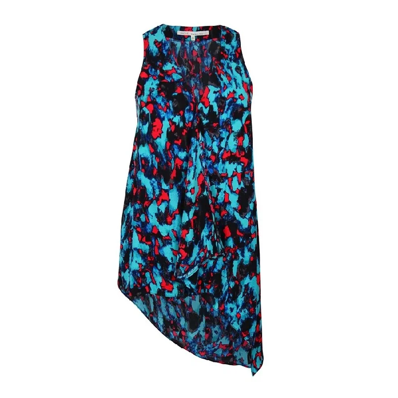 Rachel Roy Women's Sleeveless V-Neck Asymmetrical Top Edgy Women's Punk