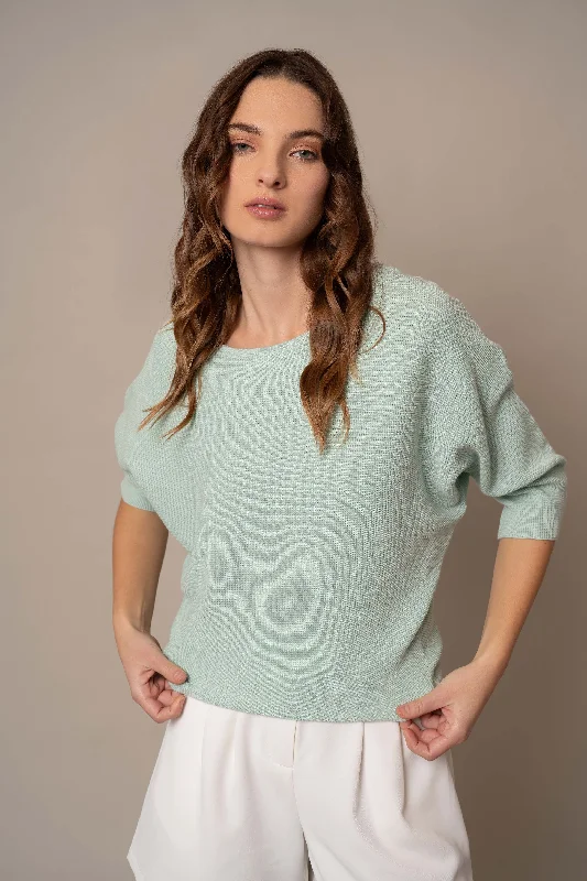 3/4 Sleeve Boat Neck Pullover Edgy Women's Punk