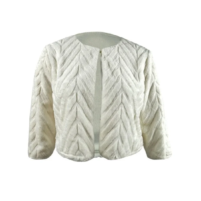 Calvin Klein Women's Chevron Faux-Fur Jacket French