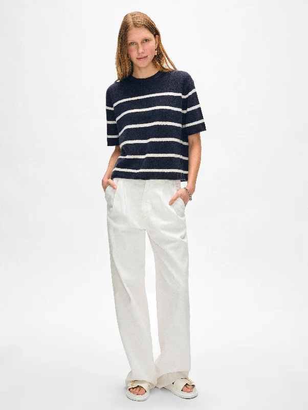Cashmere Roll Trim T-Shirt Trendy Women's 