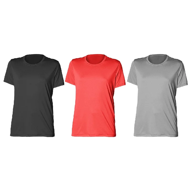 3Piece Womens Plus Size HighPerformance MoistureWicking SlimFit Short Sleeves With Crew Neck Design TShirts Sleek Women's Metallic