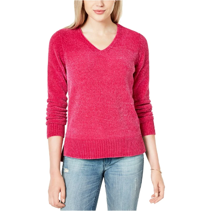 maison Jules Womens V-Neck Chenille Pullover Sweater, Pink, Large Trendy Women's Oversized
