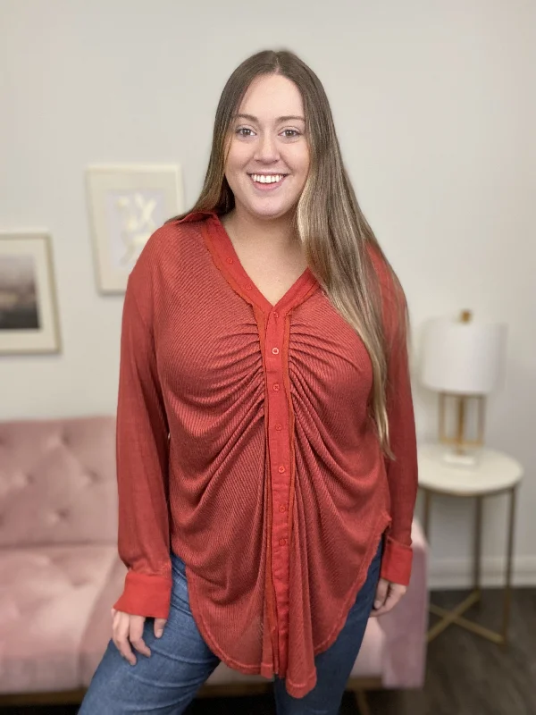 Modern Class Women's Shirred Long Sleeve Top Tough Women's Military - inspired