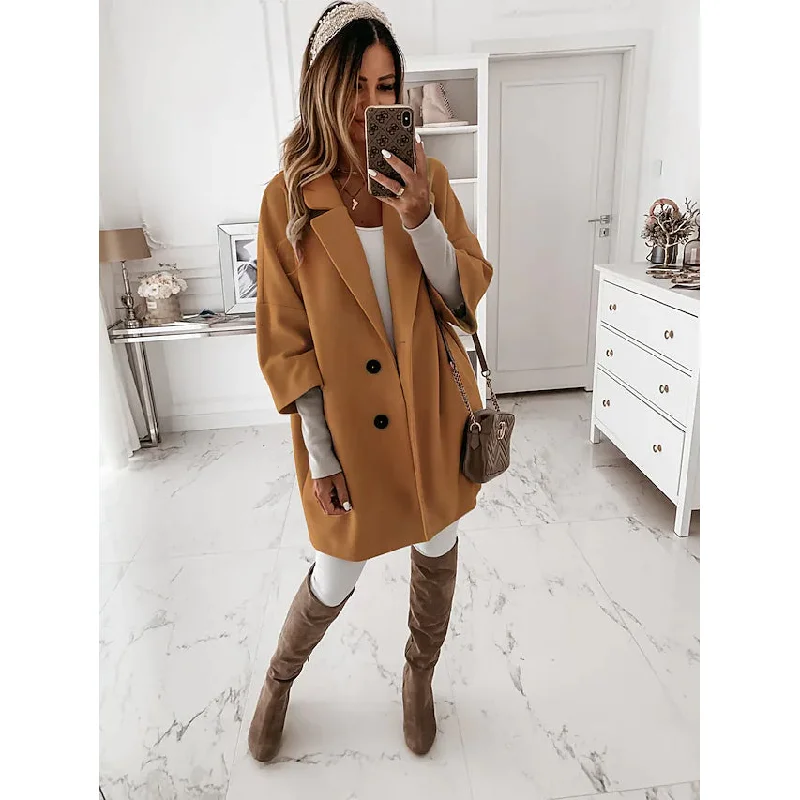 Women's Coat Shacket Jacket Long Sleeve Solid Color Oversized Sporty Women's Athleisure 