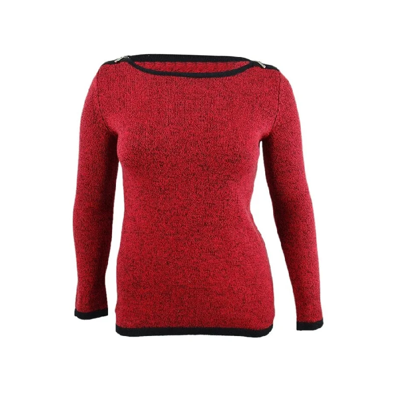Karen Scott Women's Cotton Contrast-Trim Sweater Earthy Women's Hemp - based