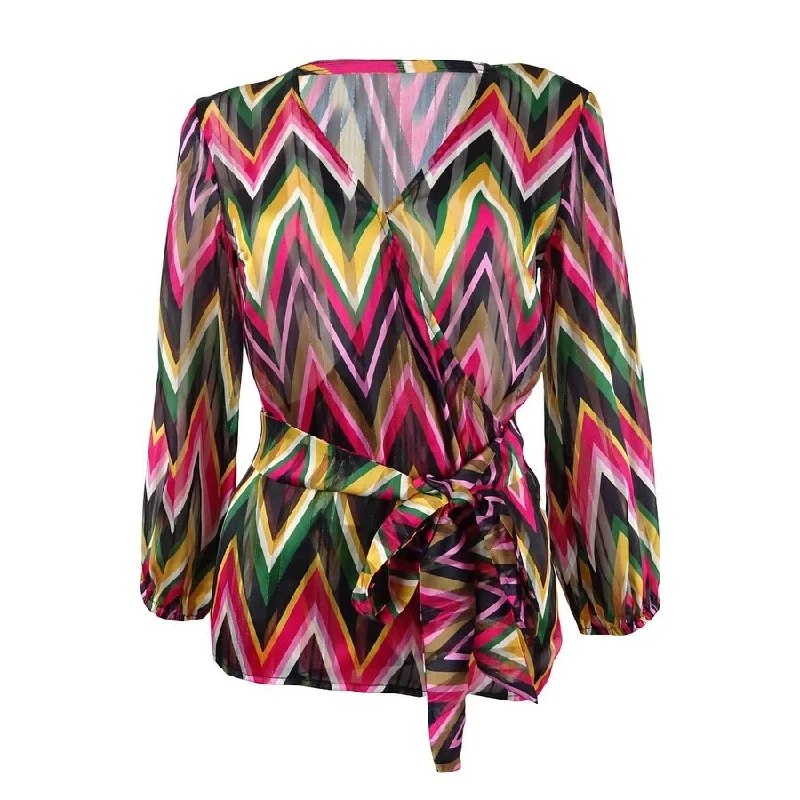 INC International Concepts Women's Chevron Wrap Blouse Sleek Women's 