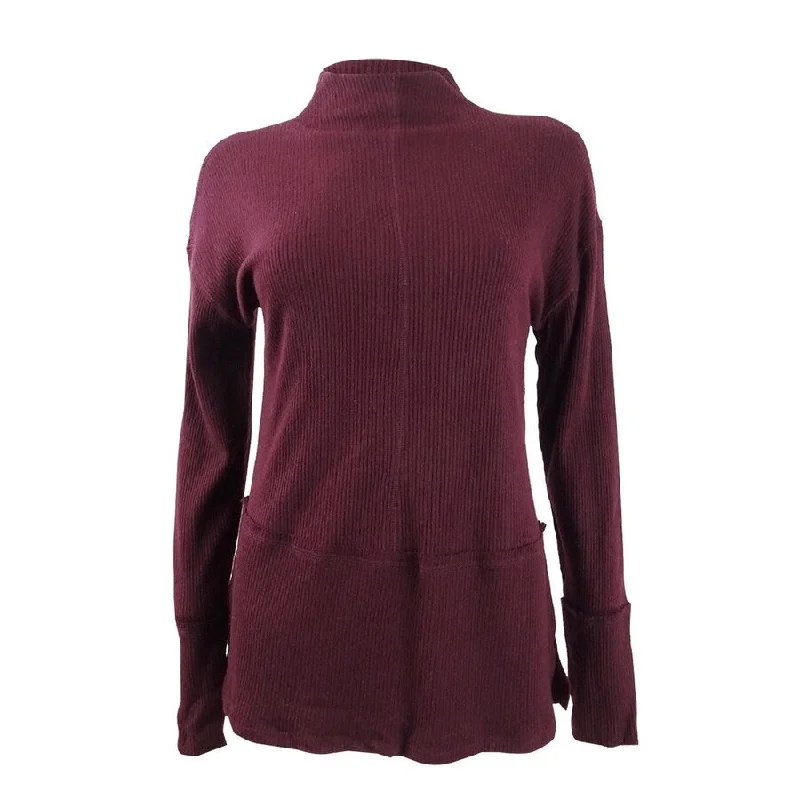 INC International Concepts Women's Ribbed Funnel-Neck Top Minimalist Women's Casual