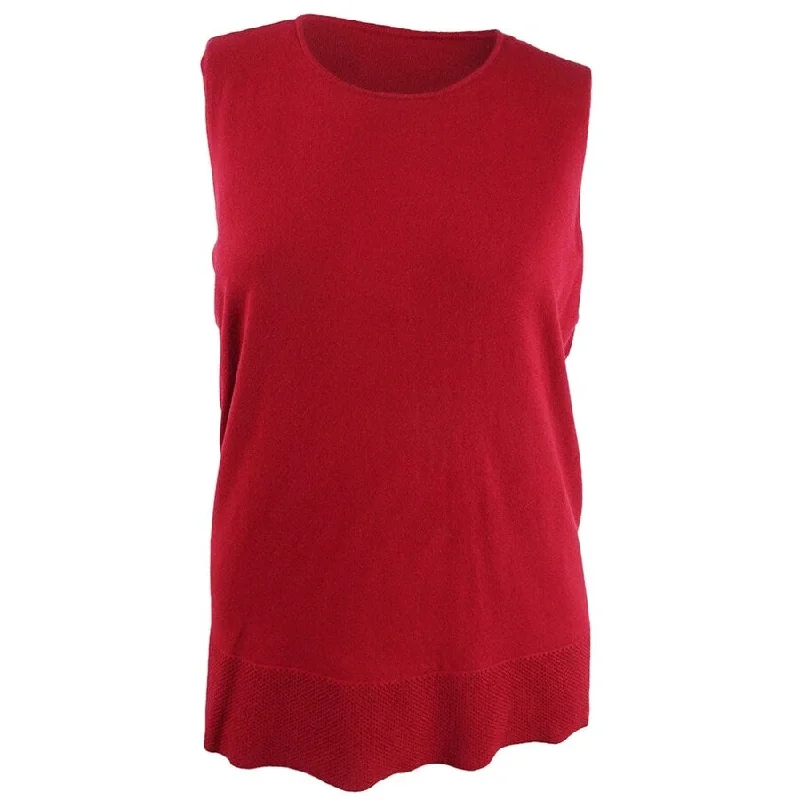 Anne Klein Women's Pointelle Trim Tank Sweater Refined Women's Hand - crafted
