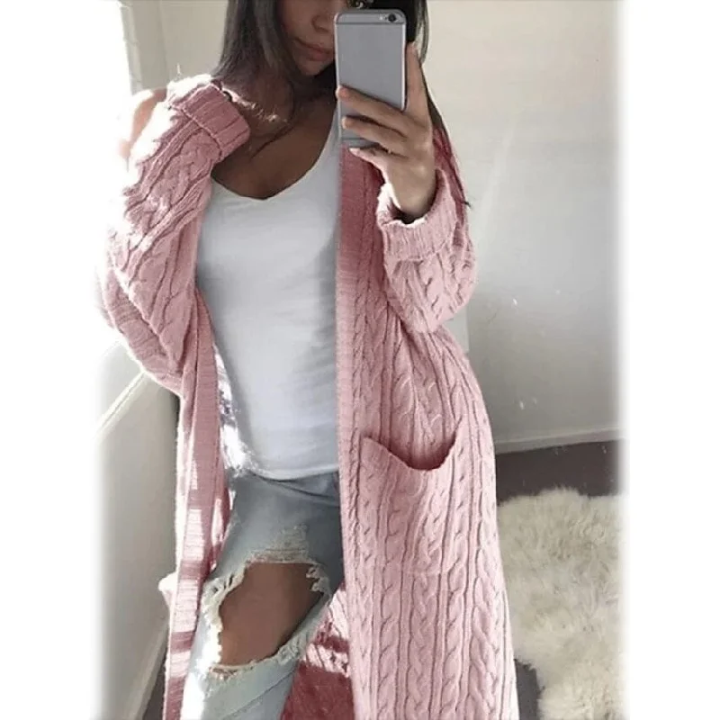 Women's Pocket Knitted Cardigan Sweater Sporty Women's Athleisure 
