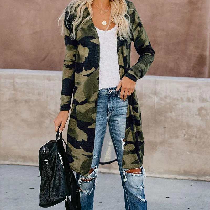 Women's  Open Front Printed Cardigans Sweaters Thin Coats Jackets Outerwear Sleek Women's 