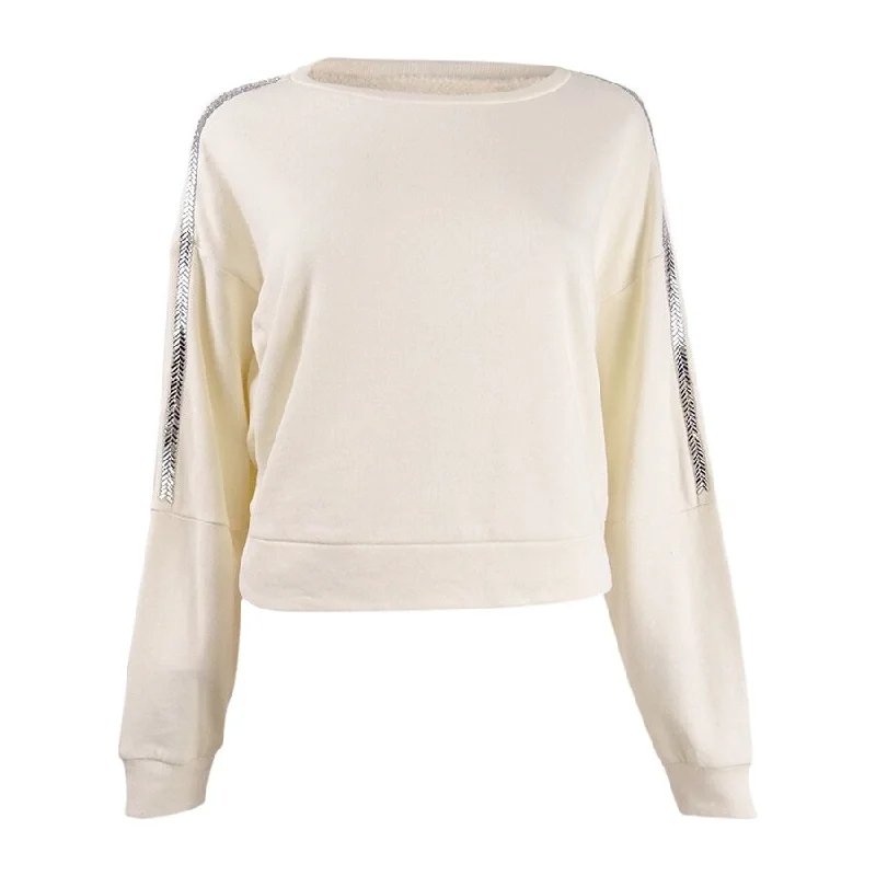 Bar III Women's Shine Stripe Sweatshirt Sophisticated Women's Tailored
