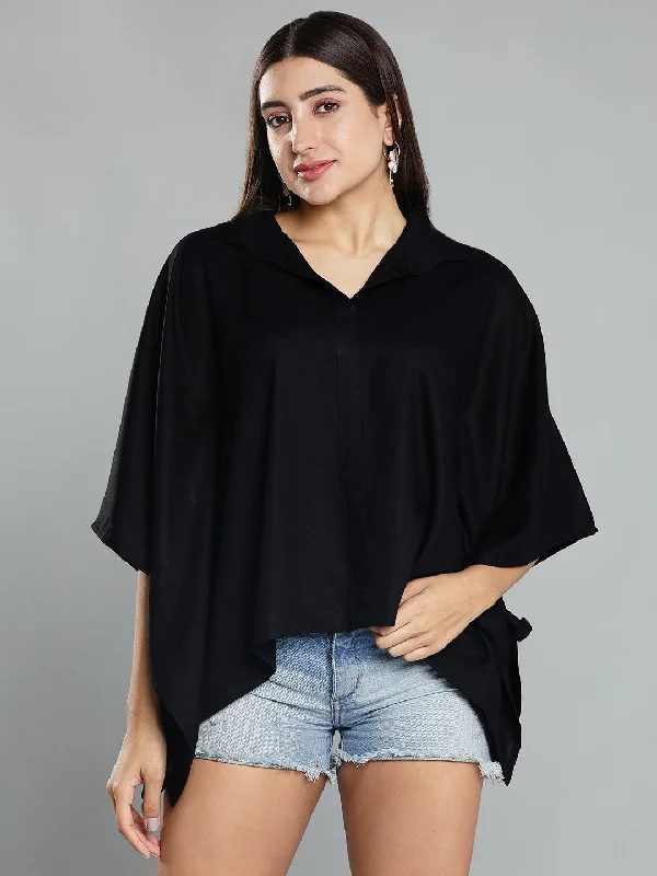 Black Kaftan Top - Beyond Basic Unique Women's Upcycled