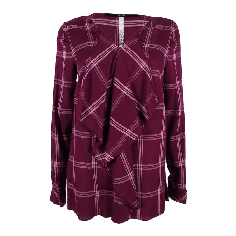 Kensie Women's Draped Plaid Top Casual Women's Japanese 