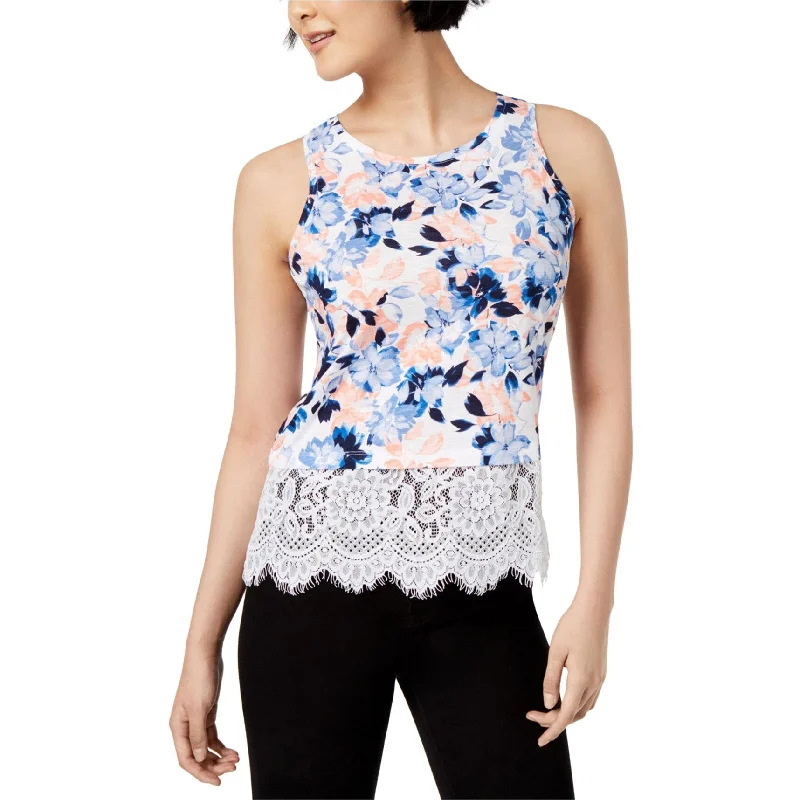 Maison Jules Womens Lace Trim Tank Top Sleek Women's Metallic