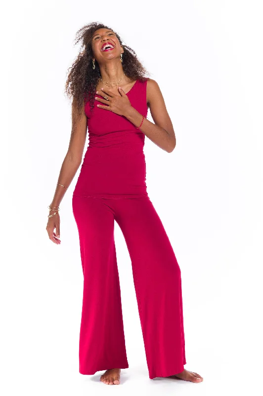 BAMBOO VEST TOP CLARET Relaxed Women's Beachy