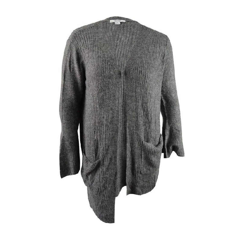 Kensie Women's Ribbed Bell-Sleeve Cardigan Sophisticated Women's 