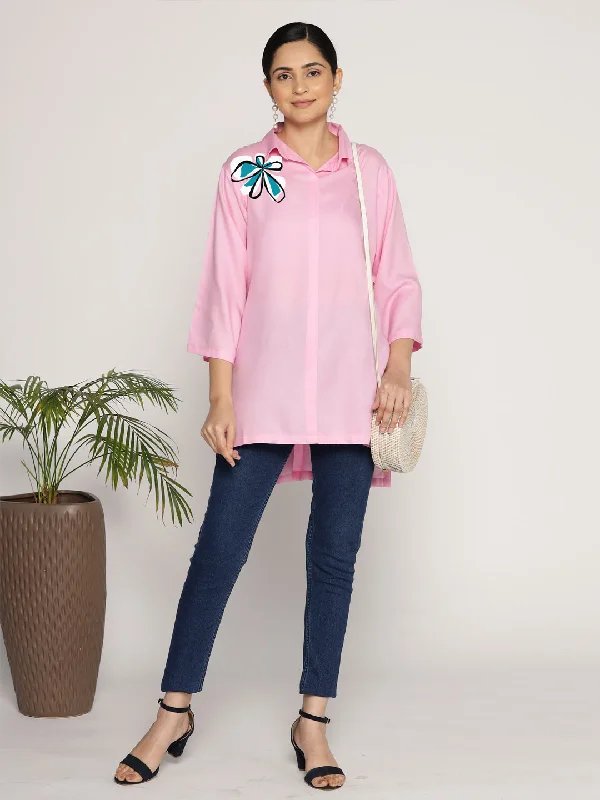 BabyPink Rayon ShirtTop - Florencia Modern Women's Tech