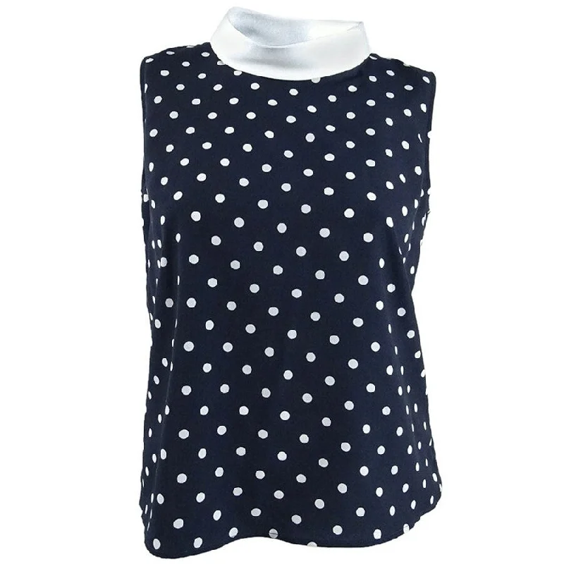 Tommy Hilfiger Women's Polka Dot Print Collared Blouse Business