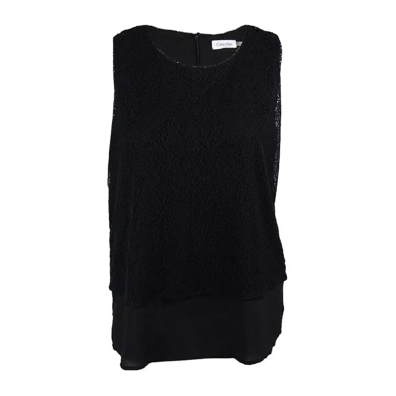 Calvin Klein Women's Sleeveless Layered Look Blouse Vacation