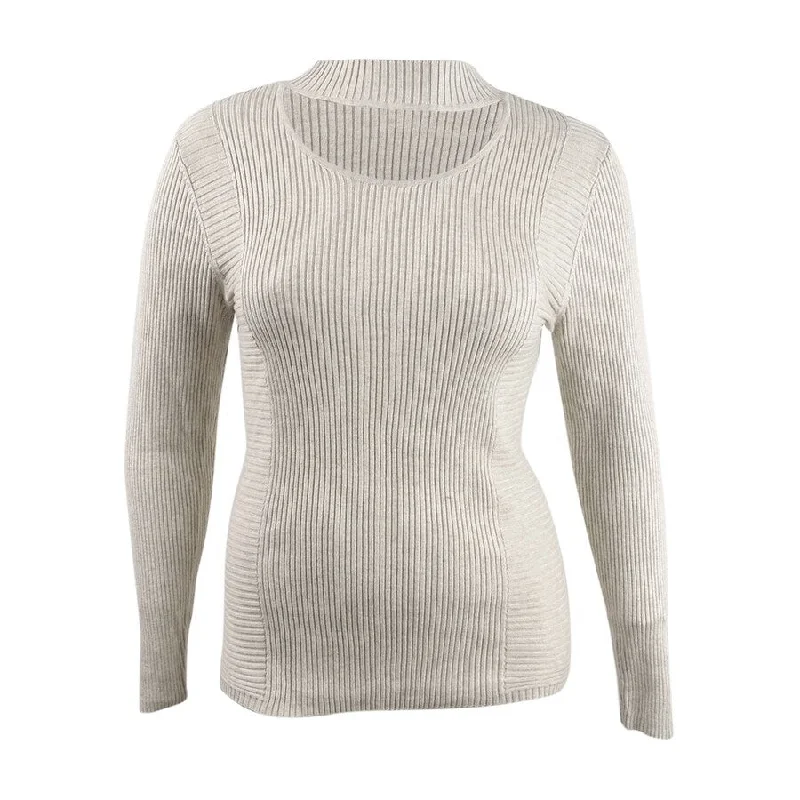INC International Concepts Women's Cutout Turtleneck Sweater Disco