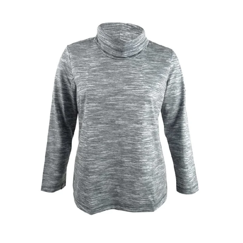 Karen Scott Women's Sport Space-Dyed Cowlneck Top Sporty Women's Athleisure 