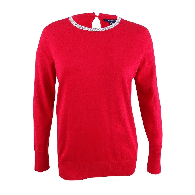 Tommy Hilfiger Women's Embellished-Neck Sweater European