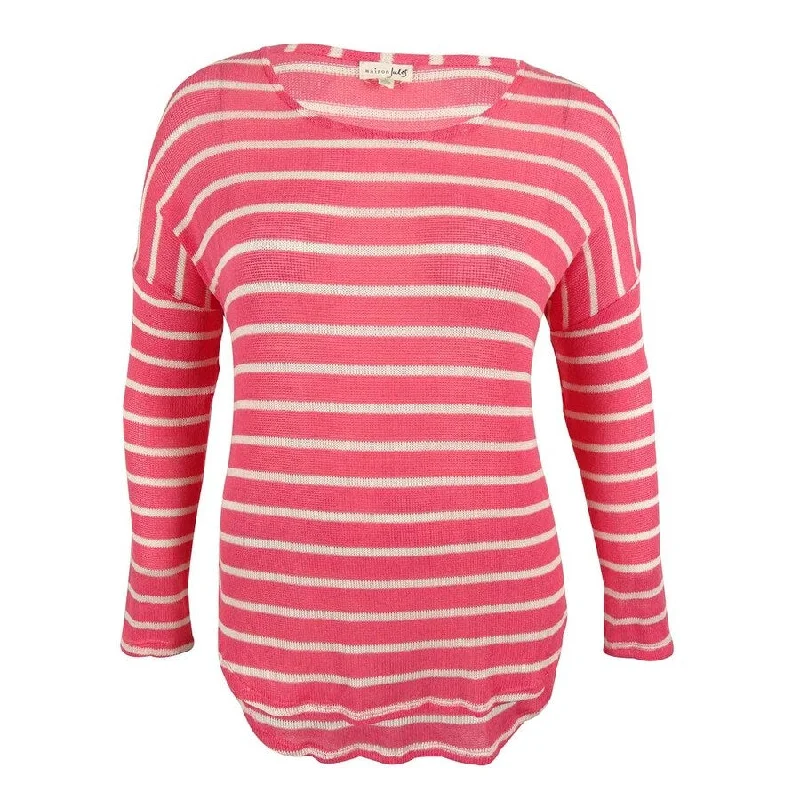 Maison Jules Women's Long Sleeve Striped Sweater Top Disco