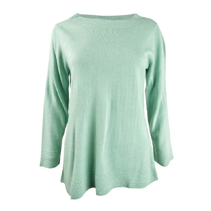 Karen Scott Women's Bateau-Neck Long-Sleeve Sweater Sustainable Organic
